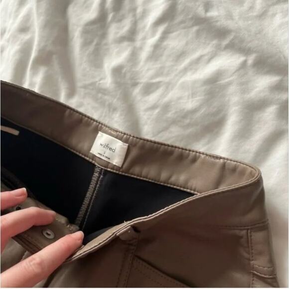 Aritzia Wilfred Rebel Taupe Faux Leather High Rise Pants - Picture 4 of 7